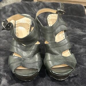 BAMBOO Black Strappy Platform Sandals